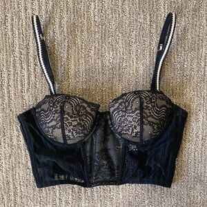Blush Black Mini Corset Lace Bra